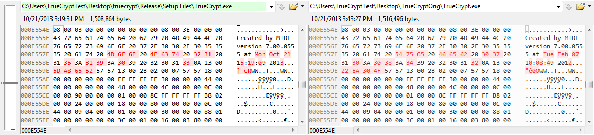 Differences between compiled TrueCrypt.exe and origial one (2)