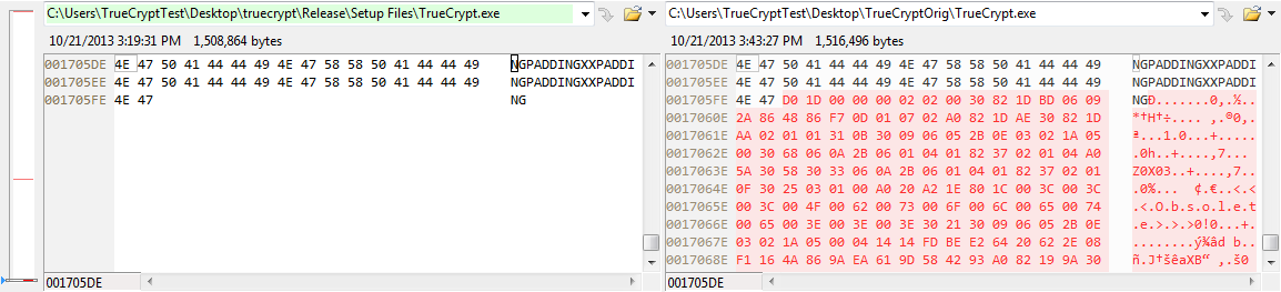 Differences between compiled TrueCrypt.exe and origial one (3)